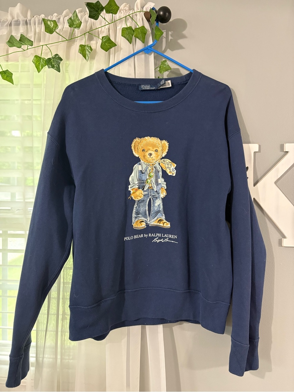 Ralph Lauren Navy Crewneck with Polo Bear Graphic